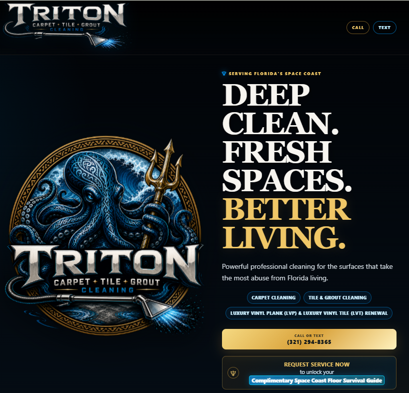 Website screenshot: Triton Carpet, Tile & Grout Cleaning